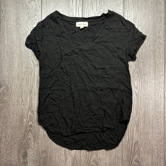 Cloth & Stone 2 Lot T Shirt Top Womens XS Black V Neck Short Sleeve Rayon - Picture 4 of 10